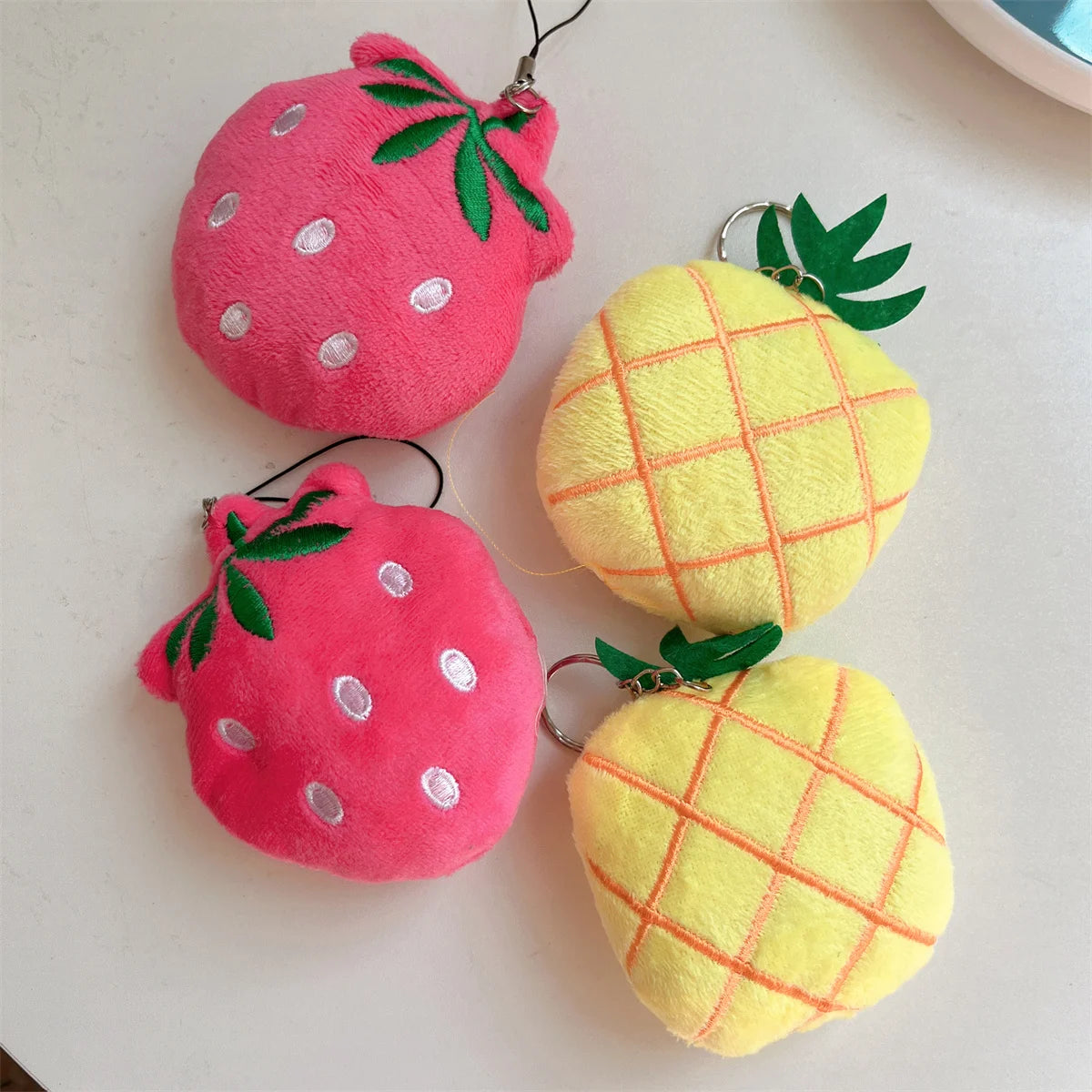 1-10pcs Cartoon Plush Banana Keychain on Backpack Hairy Kawaii Banana Pendant for Women Men Kid Toy Doll Key Chain Bag Car