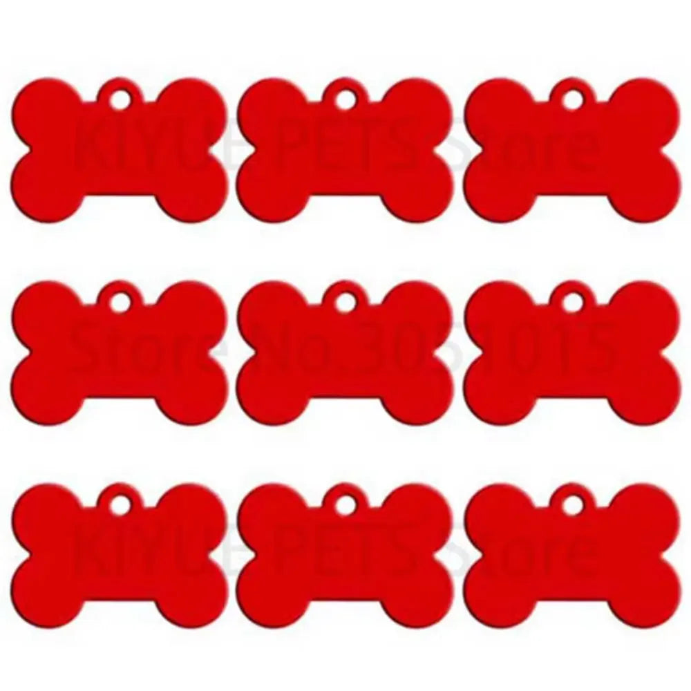 Wholesale 20pcs Bone Double Sides Personalized Dog ID Tags Aluminum Customized Cat Puppy Name Phone No.  Tags Plate Keyrings