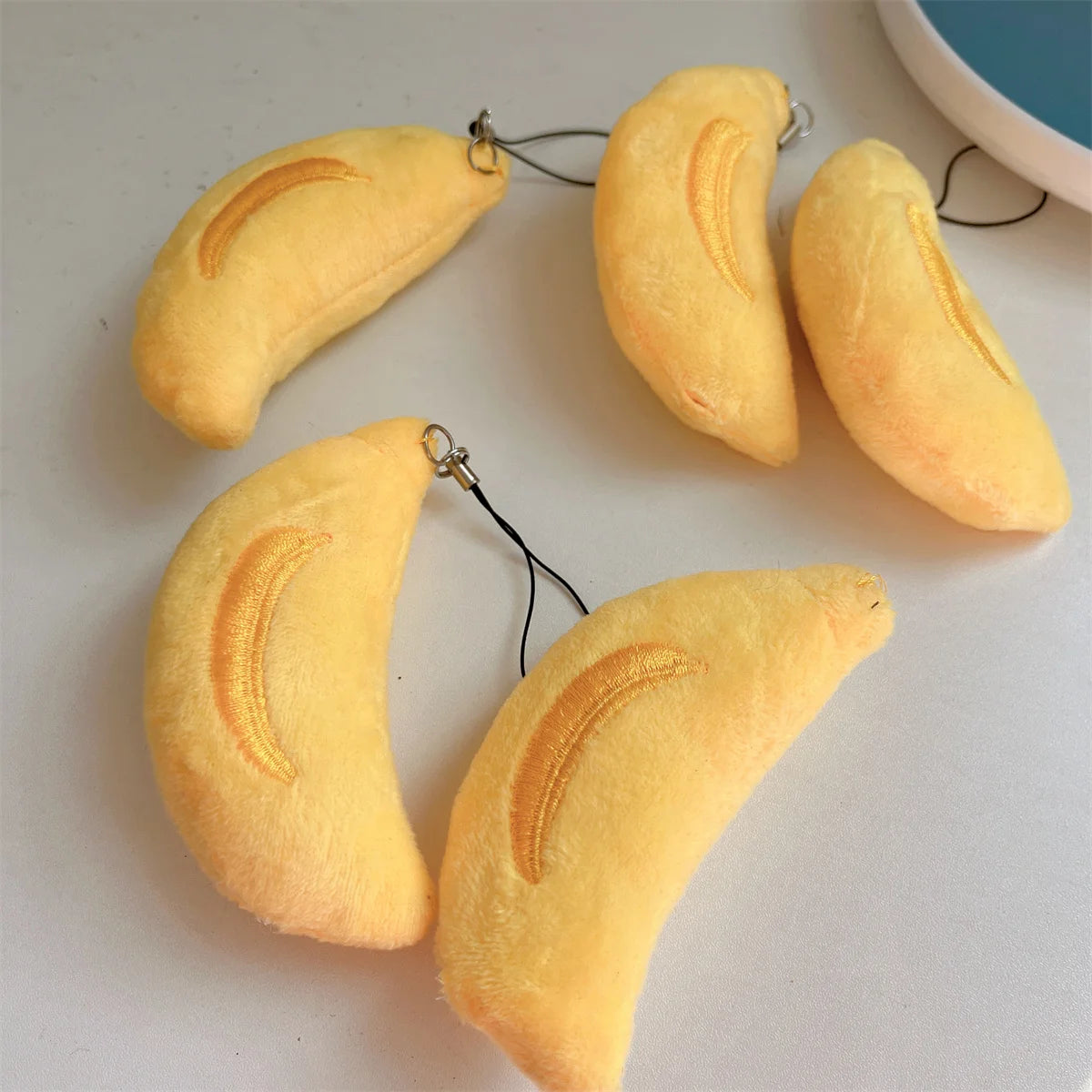 1-10pcs Cartoon Plush Banana Keychain on Backpack Hairy Kawaii Banana Pendant for Women Men Kid Toy Doll Key Chain Bag Car