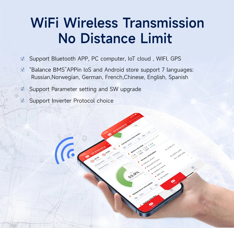 DALY BMS Smart WIFI BMS 4S 12V 8S 24V 16S 48V 80A 100A 1A Active Balancer Built In Bluetooth RS485 CANBUS for Lifepo4 Li-ion LTO