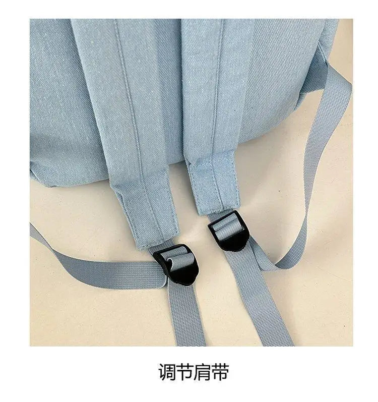 HAEX Denim Women Backpacks 2026 Large Capacity Harajuku DIY Anime Badge Ita Bag Female Student Daily Commute Mochilas Para Mujer