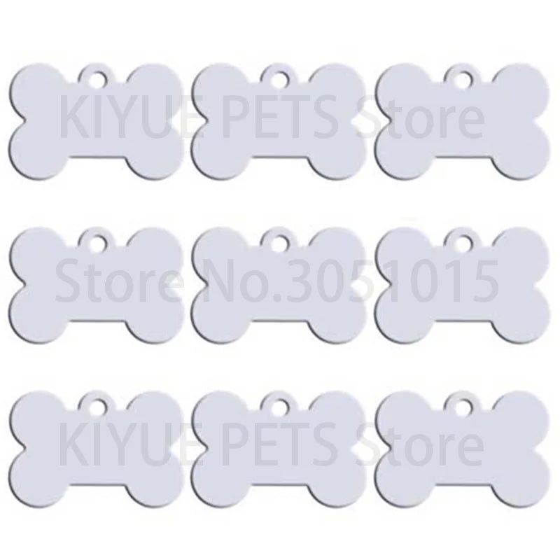 Wholesale 20pcs Bone Double Sides Personalized Dog ID Tags Aluminum Customized Cat Puppy Name Phone No.  Tags Plate Keyrings