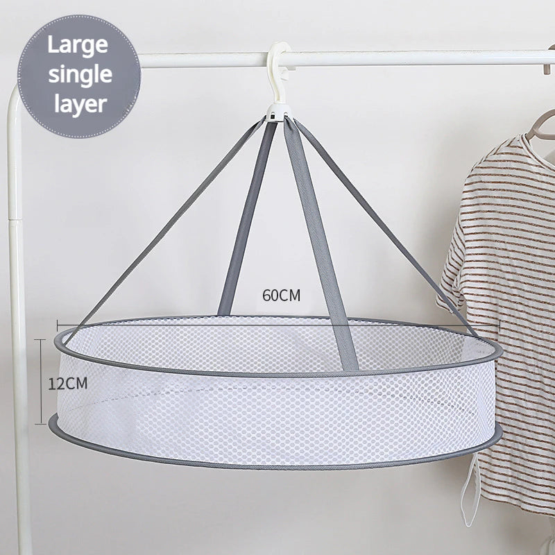 Foldable double-layer clothesline socks sweater socks artifact clothesline flat mesh bag clothesline drying net 1PC