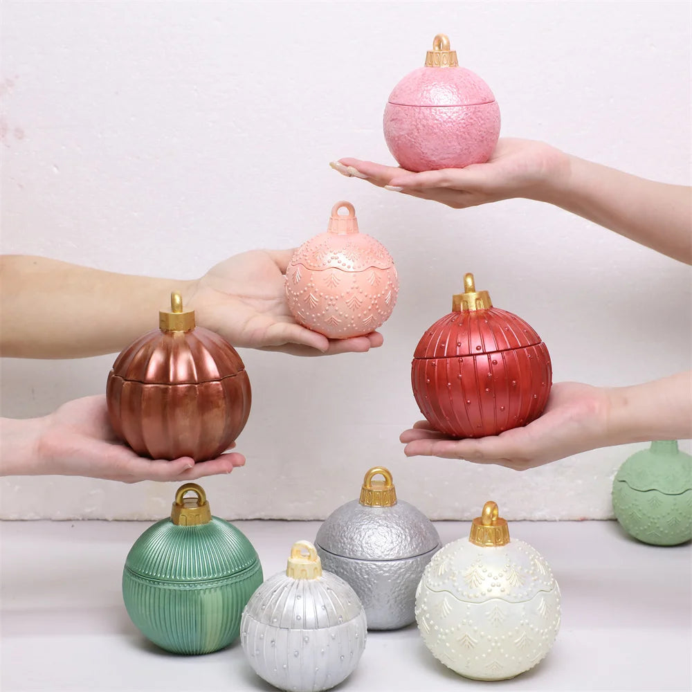 Twinkle Bauble Candle Jar Concrete Jesmonite Silicone Mold 4 oz Candle Refill Mold Christmas Home Decoration