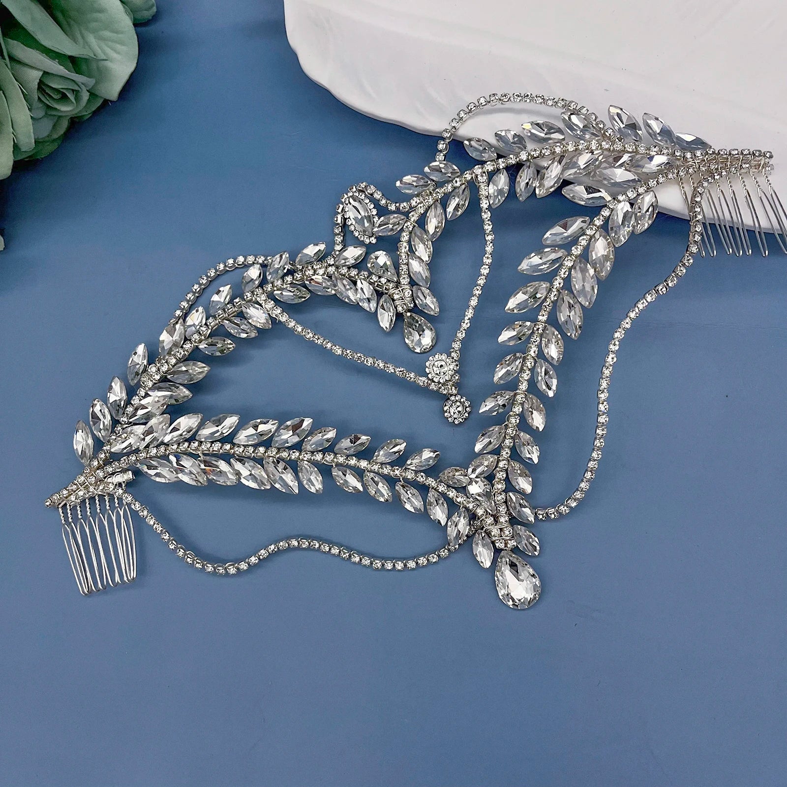DZ215 Bling Indian Pendant Forehead Chain Jewelry Tiara Headpiece Bridal Headdress Crystal Wedding Headwear Accessories Gift