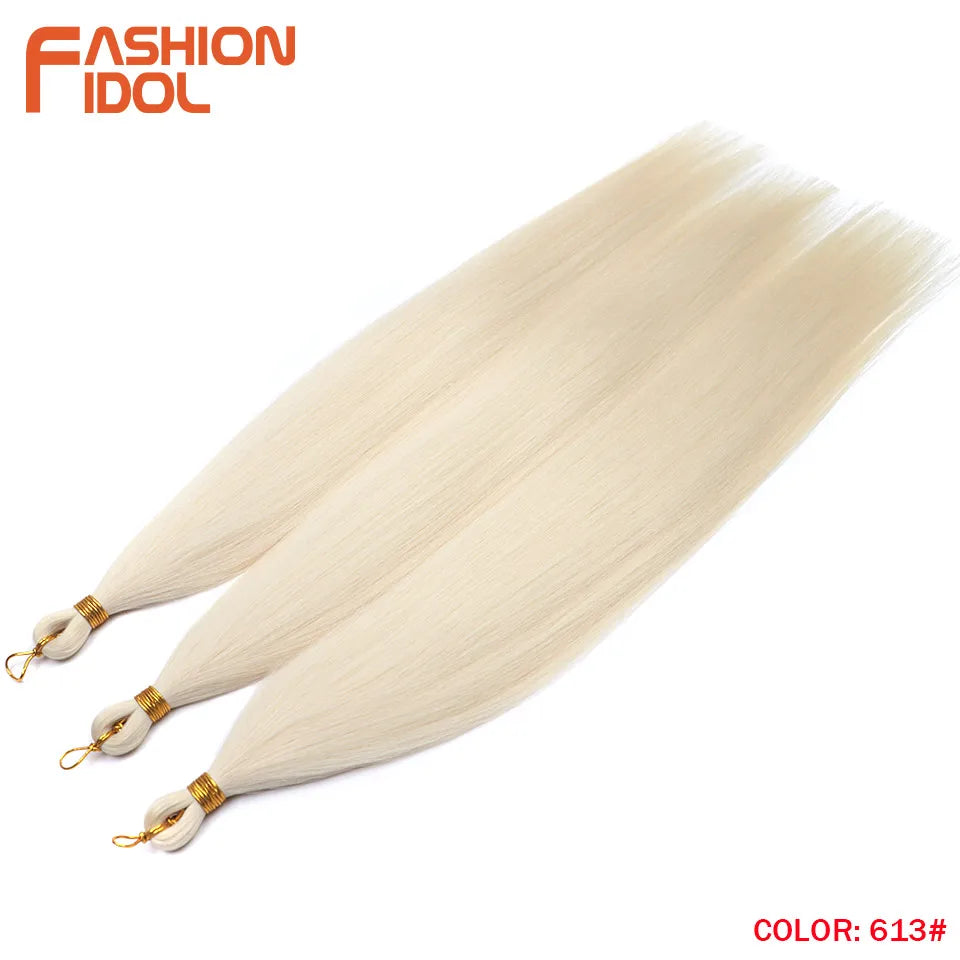 28" 3PCS 300g Ariel Straight Pony Hair Bundles Crochet Braids Hair Synthetic Braiding Hair Ombre Blonde Crochet Hair Extensions