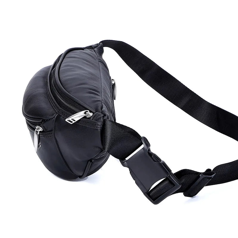Fashion Men Genuine Leather Fanny Bag for Phone Pouch Male Leather Messenger Bags Brand Fanny Pack Male Travel Waist Bag Men