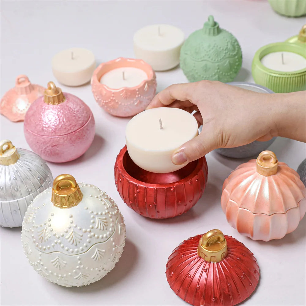 Twinkle Bauble Candle Jar Concrete Jesmonite Silicone Mold 4 oz Candle Refill Mold Christmas Home Decoration
