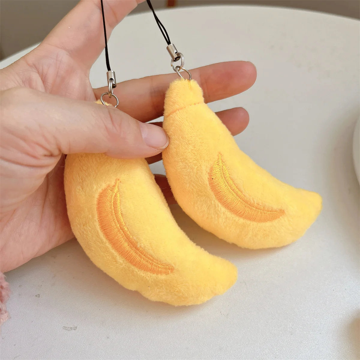 1-10pcs Cartoon Plush Banana Keychain on Backpack Hairy Kawaii Banana Pendant for Women Men Kid Toy Doll Key Chain Bag Car