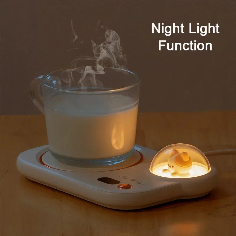 Creative Electric Beverage Cup Warmer Heating Coasters New Coffee Mug Warmer with LED Night Light Function for Tea Water Milk