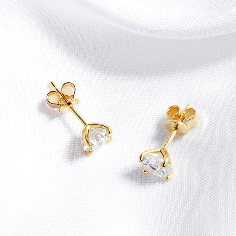 Smyoue Original S925 Sterling Silver Moissanite Stud Earrings VVS Round Cut 18k Gold Imitation Diamond Ear Studs for Women Gift