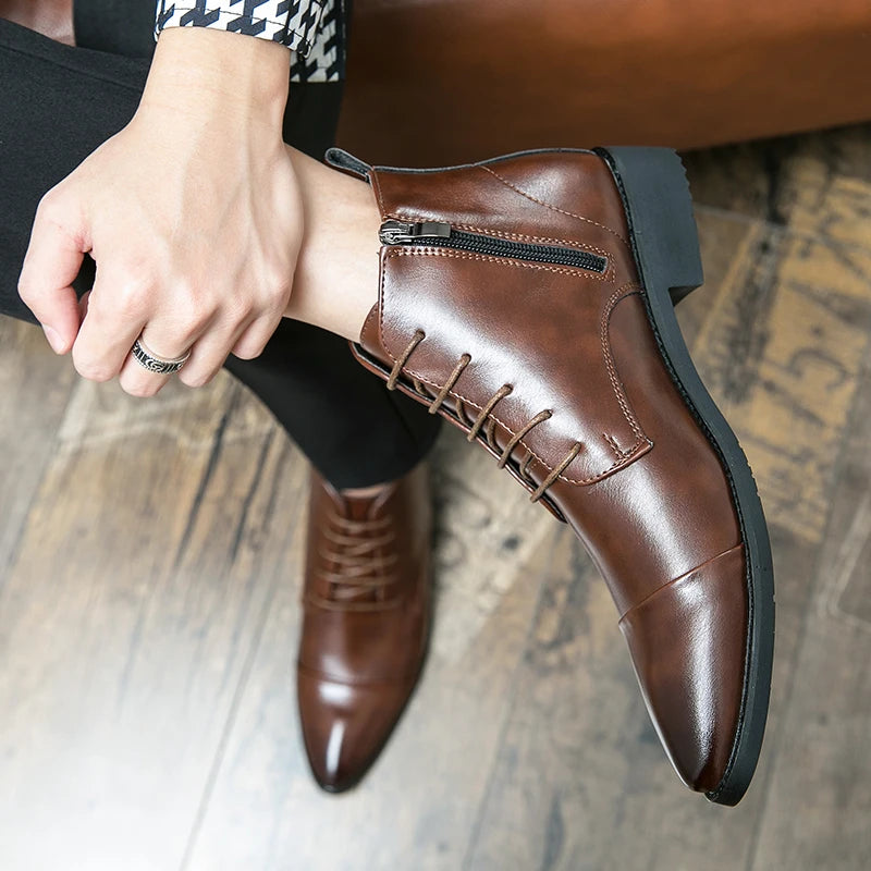 Luxury Designer Men's 38~48 Genuine Leather Italian Brand Dress Shoes Men Fashion Chelsea Casual Boots Retro Ankle Boot Footwear