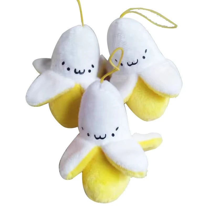 1-10pcs Cartoon Plush Banana Keychain on Backpack Hairy Kawaii Banana Pendant for Women Men Kid Toy Doll Key Chain Bag Car