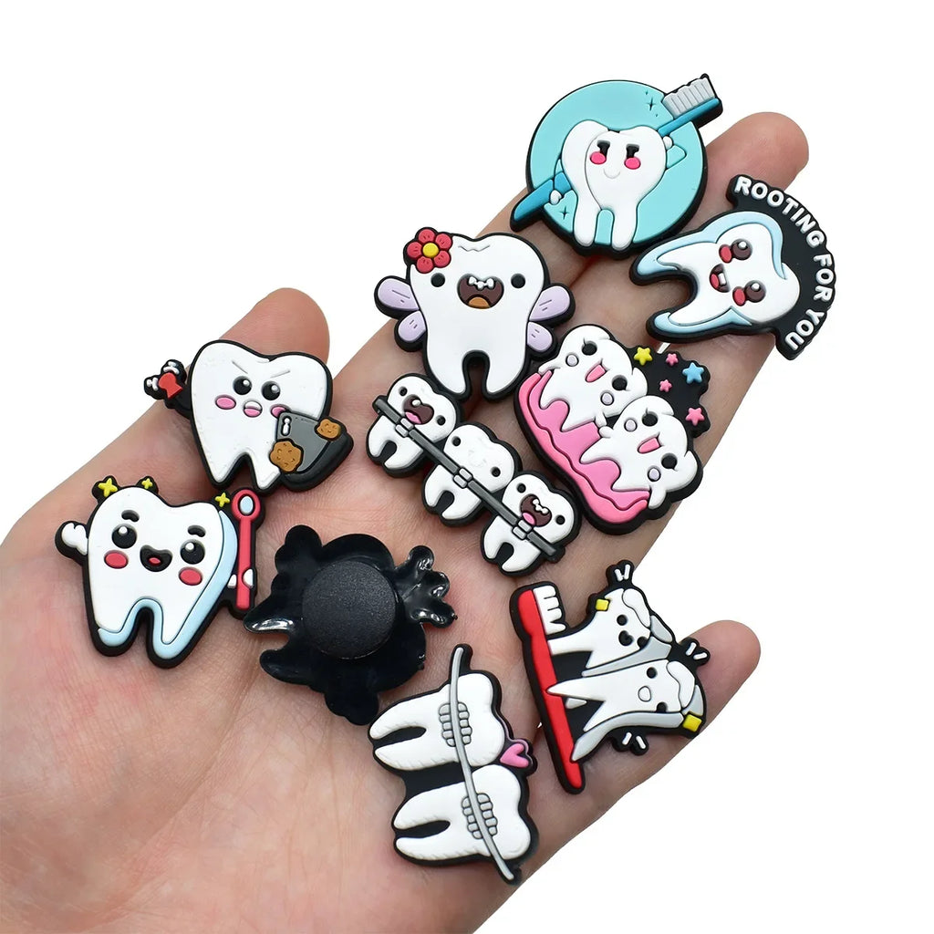 New Arrivals Tooth Health Shoe Charms for Crocs Pin Accessories Charms Clog Shoe Slipper Wristband Decoration Party Gifts