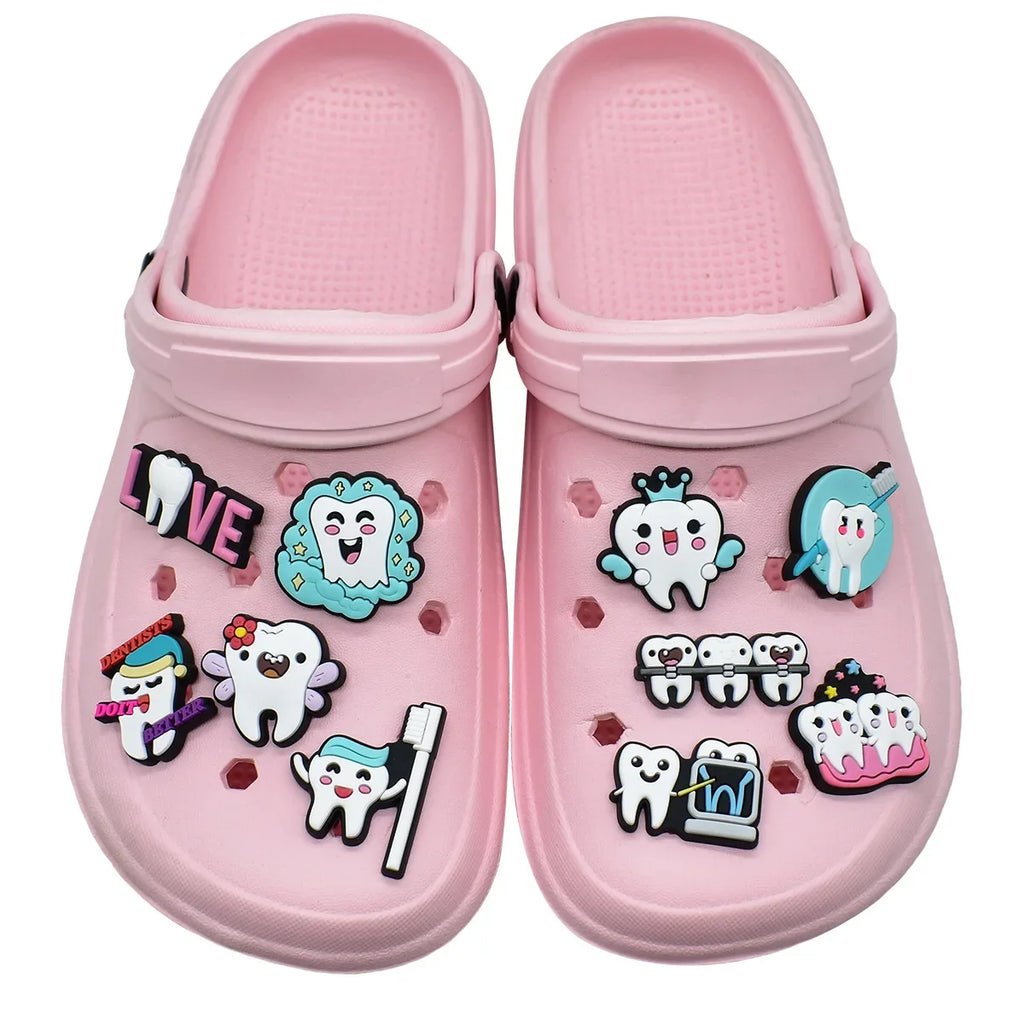 New Arrivals Tooth Health Shoe Charms for Crocs Pin Accessories Charms Clog Shoe Slipper Wristband Decoration Party Gifts