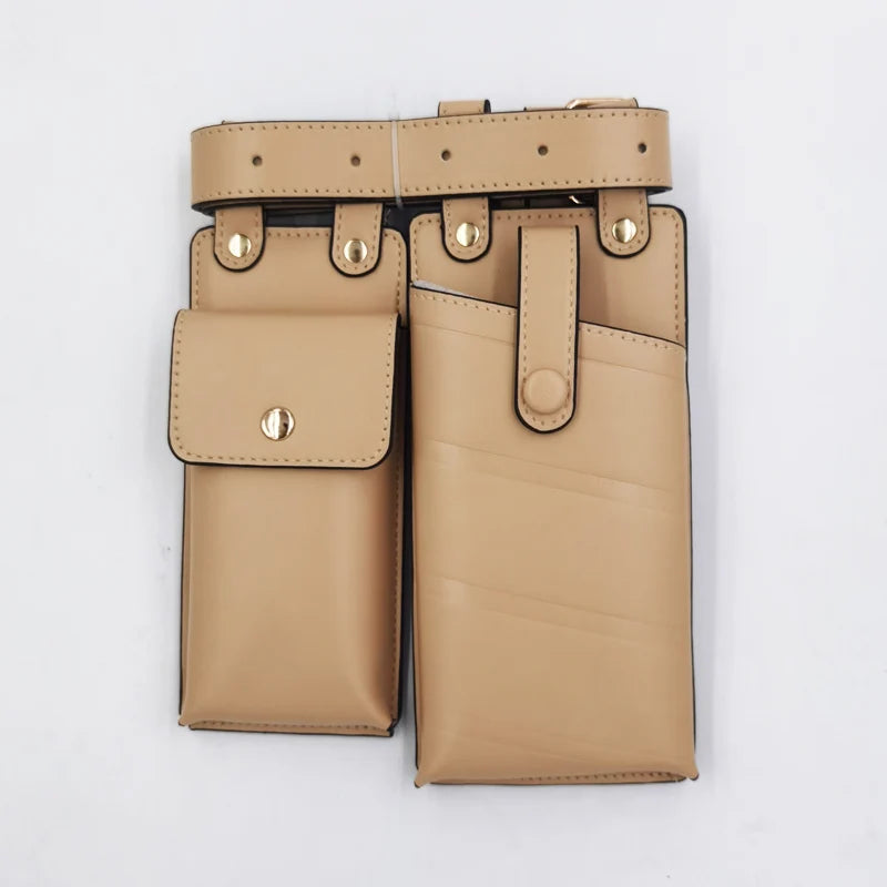 2 Pcs Women Waist Bag Hip Hop Leather Belt Bags Tactical Crossbody Chest Bag Female Fanny Pack Small Designer Luxury Hip Pocket