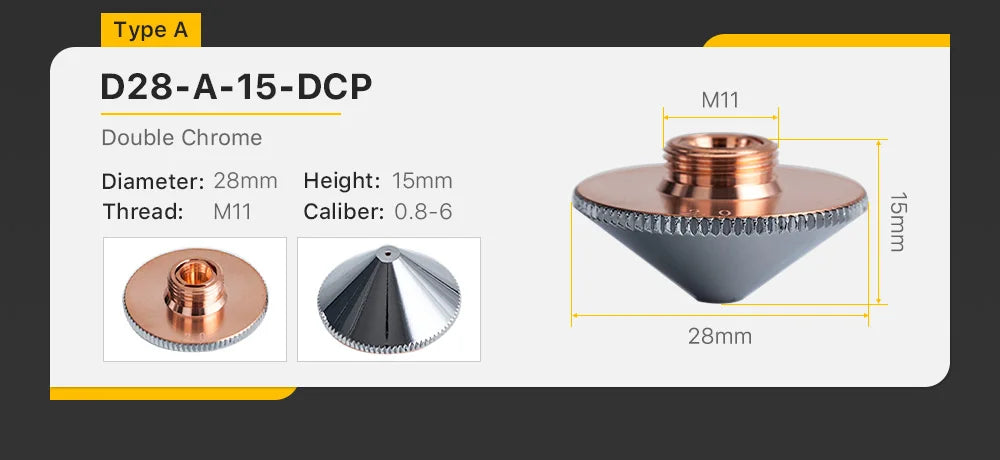 Cloudray Laser Nozzle Single Double Layer Dia.28mm Caliber 0.8 - 6.0mm for Precitec WSX Raytools Fiber Laser Cutting Head