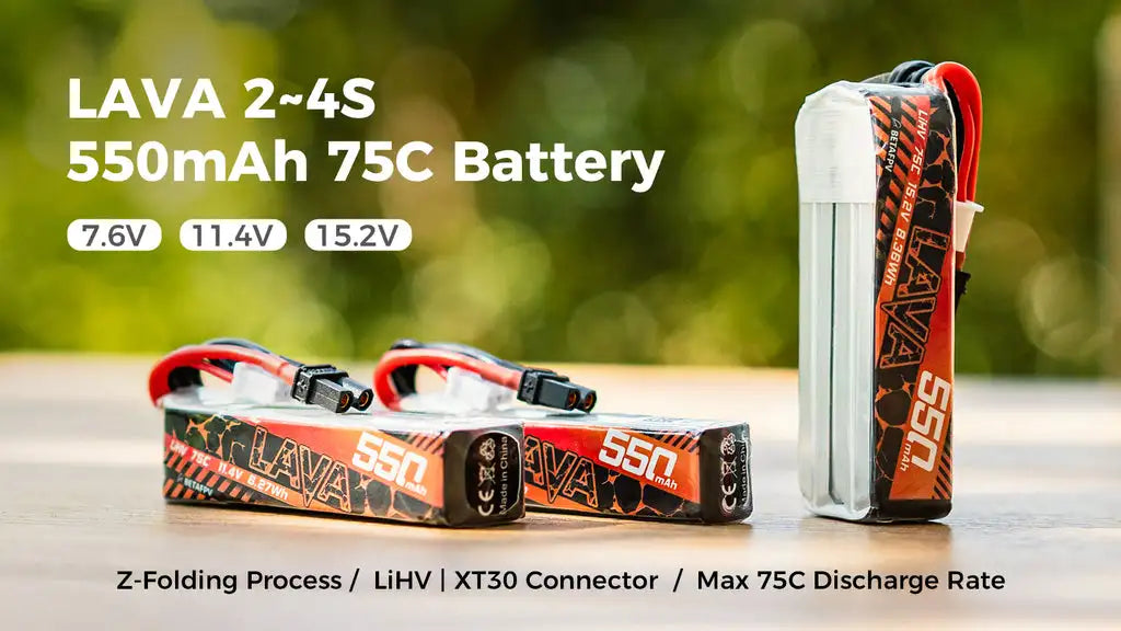 BETAFPV LAVA 2S/3S/4S 550mAh 75C Battery XT30 (2PCS) for Pavo20 Pro Pavo Pico Meteor85 HD