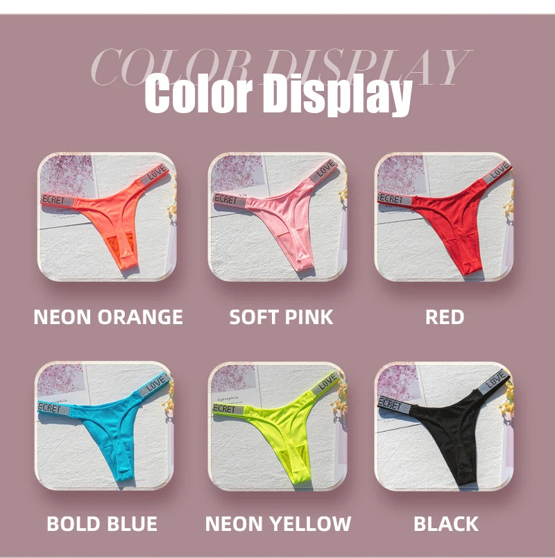Sexy Panties G-string Sports Women Thong T-back Fitness Secret Rhinestone Sexy Lingerie Letter Diamonds Female Underwear