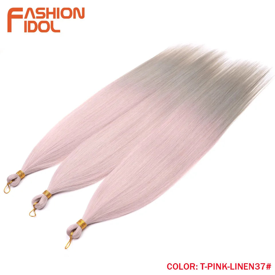 28" 3PCS 300g Ariel Straight Pony Hair Bundles Crochet Braids Hair Synthetic Braiding Hair Ombre Blonde Crochet Hair Extensions