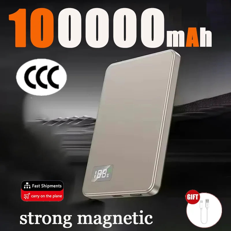 500000mAh Wireless Power Bank Portable Ultra-thin CCC Certified Magnetic Super Fast Charging Electronic Display For MagSafe 2026