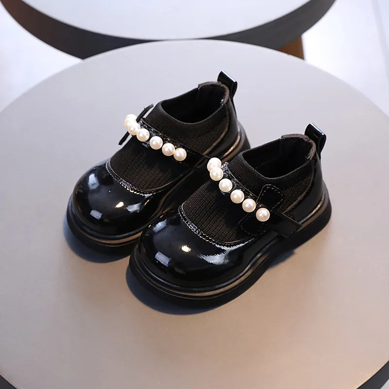 Toddlers Girls Casual Shoes Beading Princess Kids Flats Stretch Fabric Slip-on Fashion Children Shoes Spring Autumn Brand New