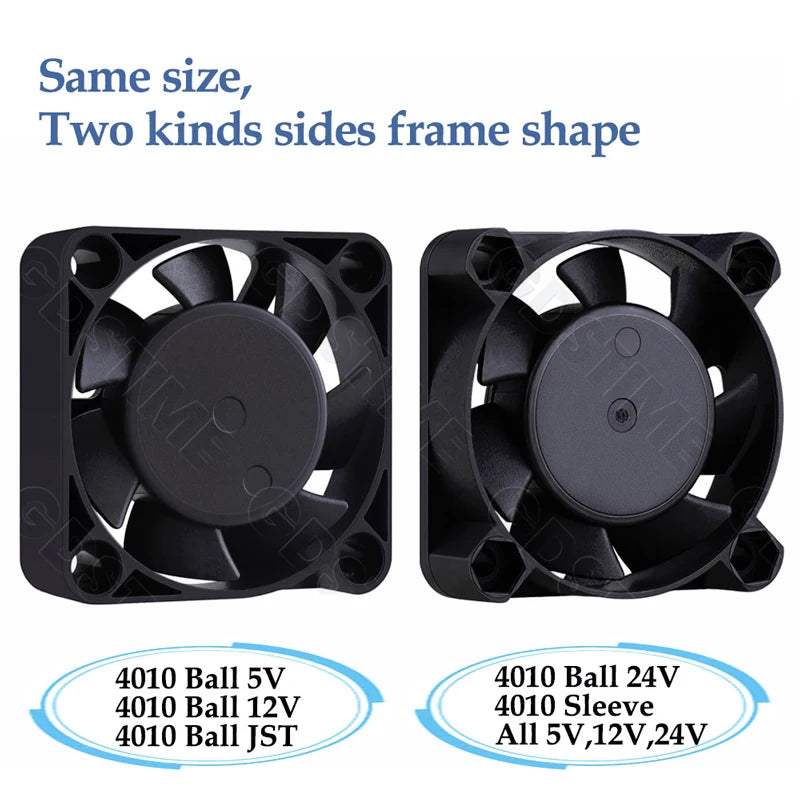2Pcs Gdstime DC 24V 12V 5V 40mm x 40mm x 10mm 2-Pin Ball Bearing Computer PC Case Cooling Fan 4010