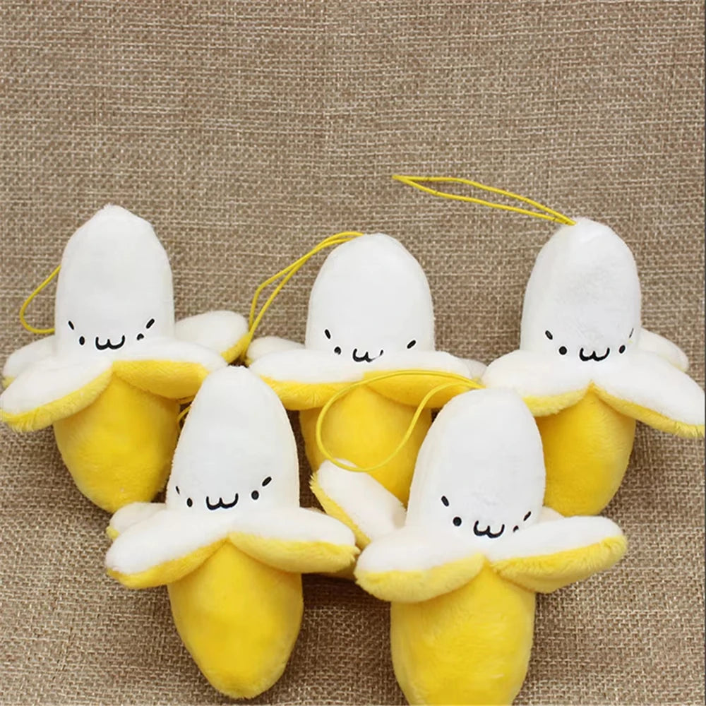 1-10pcs Cartoon Plush Banana Keychain on Backpack Hairy Kawaii Banana Pendant for Women Men Kid Toy Doll Key Chain Bag Car