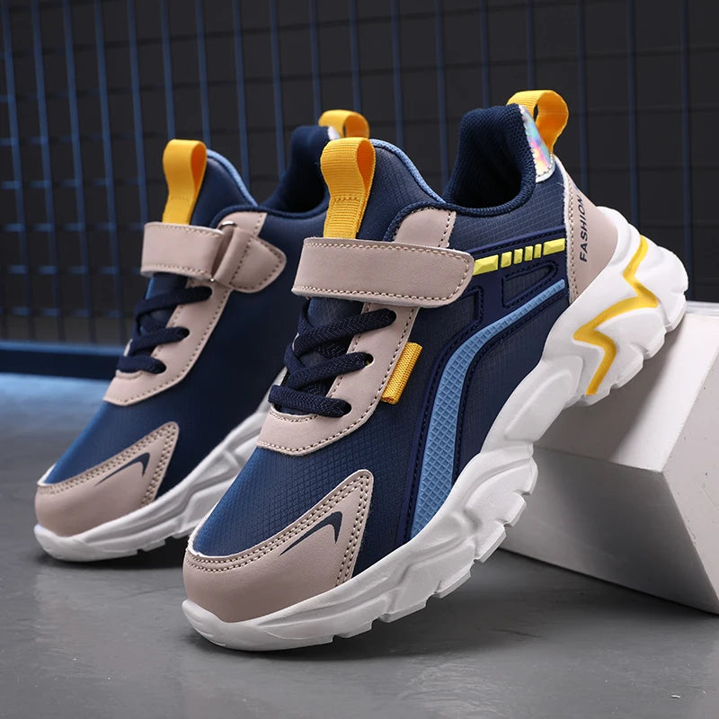 New Sport Sneaker Kids Boys Casual Shoes for 5-16Years Old Children Leather Non-Slip Fashion Tenis Shoes Soft Soled Black Shoe