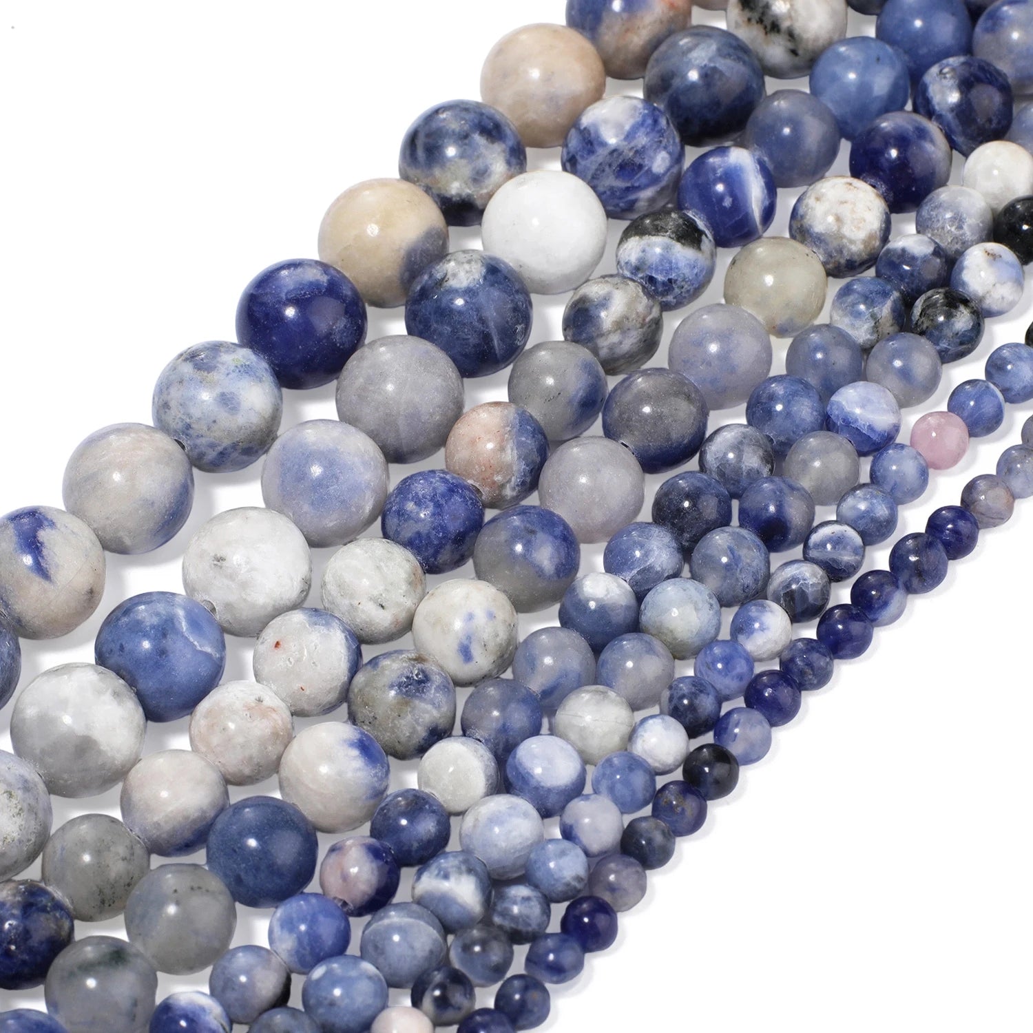 Natural Stone Flower Sodalite Smooth Pendant Beads for Jewelry Making DIY Necklace Earrings Accessory Wholesale 4/6/8/10mm