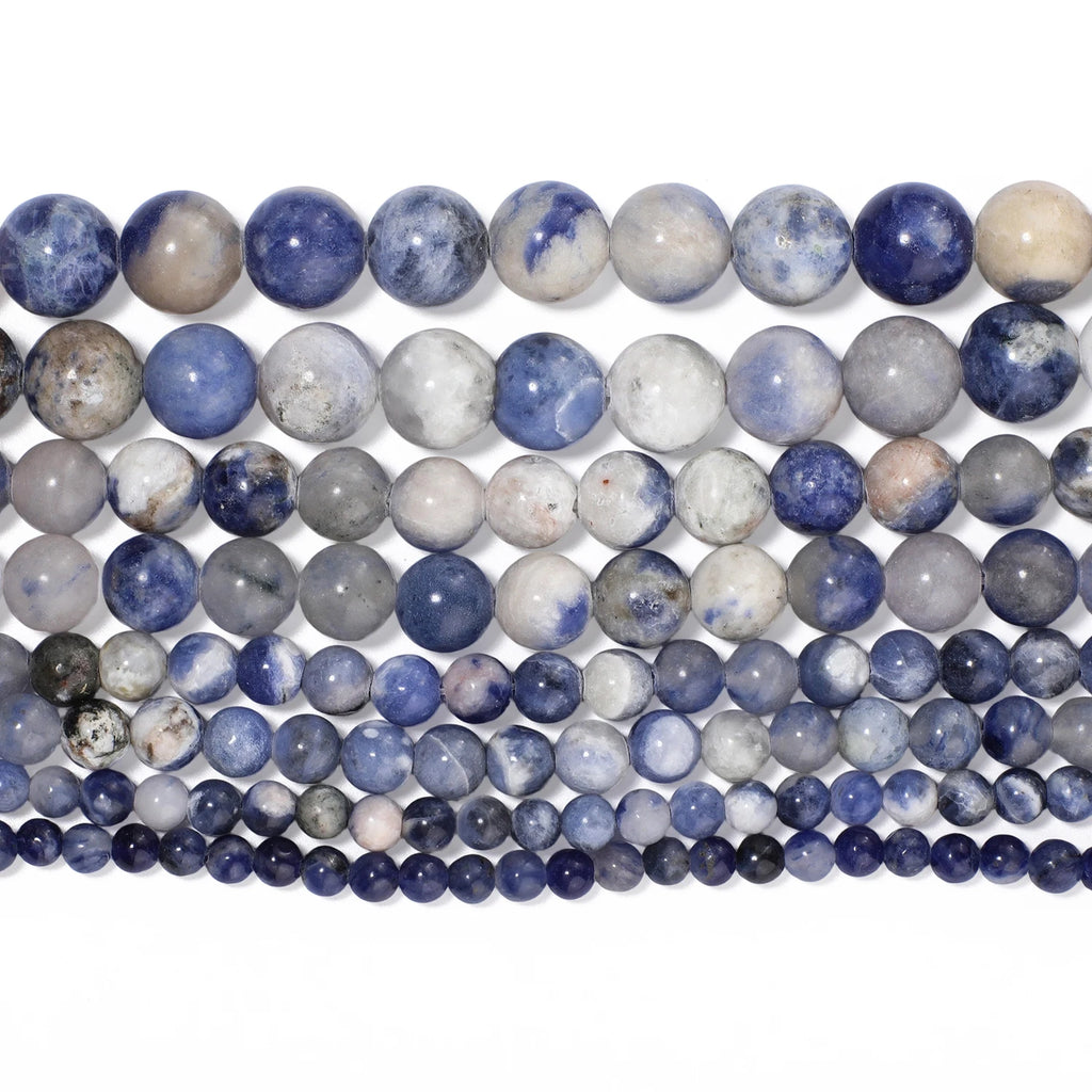 Natural Stone Flower Sodalite Smooth Pendant Beads for Jewelry Making DIY Necklace Earrings Accessory Wholesale 4/6/8/10mm