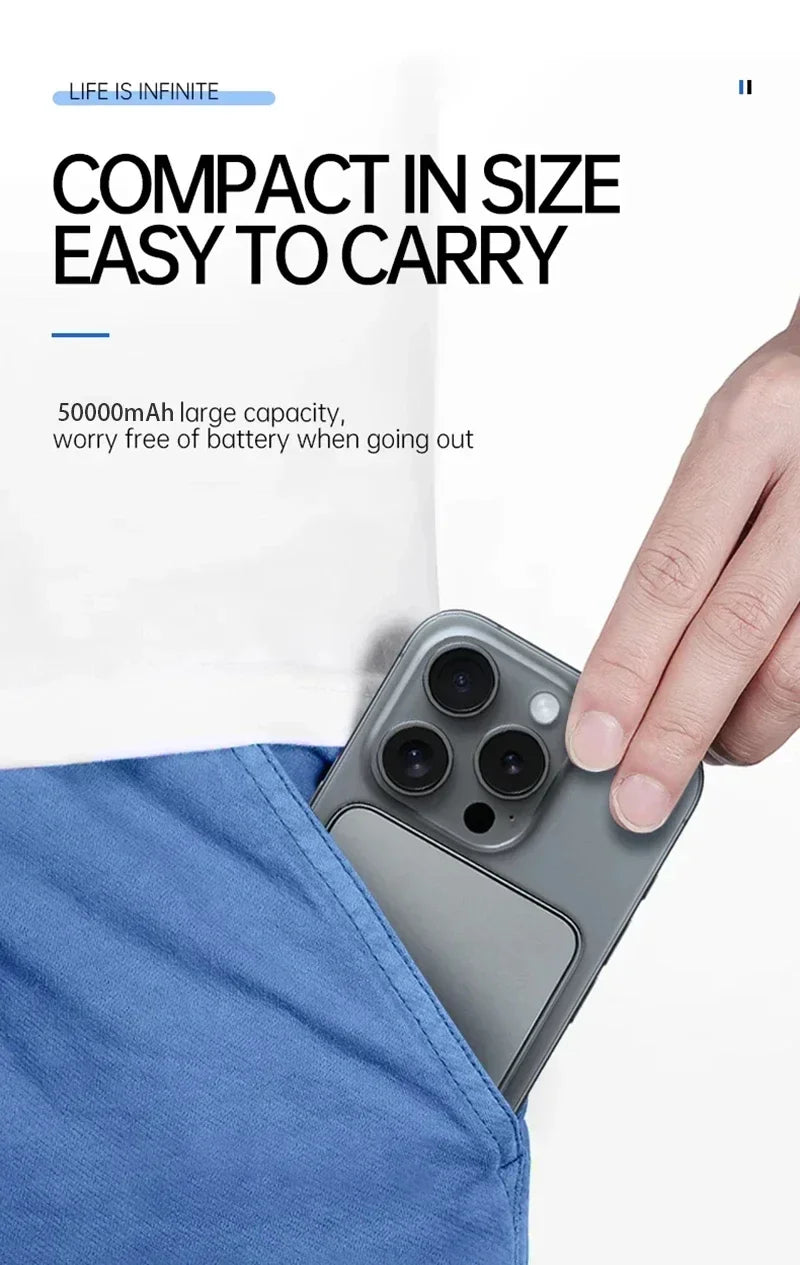 500000mAh Wireless Power Bank Portable Ultra-thin CCC Certified Magnetic Super Fast Charging Electronic Display For MagSafe 2026