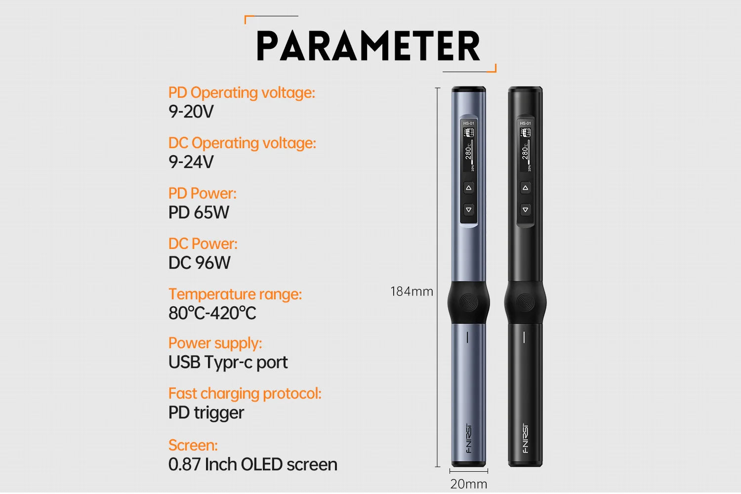 HS-01 Smart Soldering Iron PD 65W Adjustable Constant Temperature Fast Heating Portable