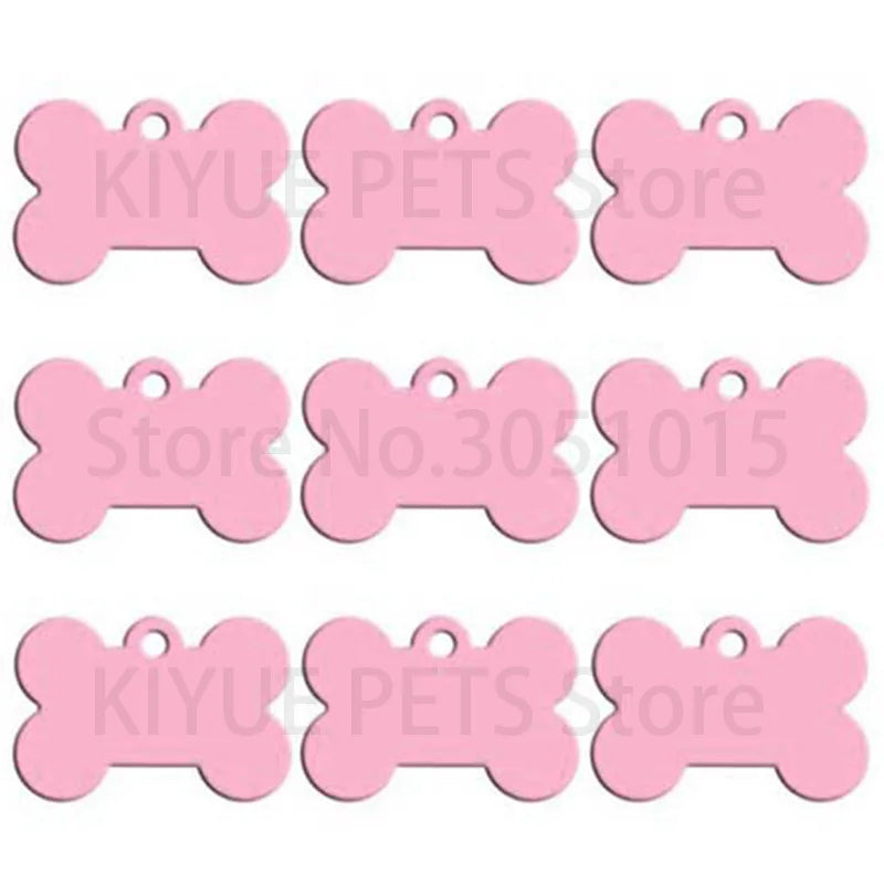 Wholesale 20pcs Bone Double Sides Personalized Dog ID Tags Aluminum Customized Cat Puppy Name Phone No.  Tags Plate Keyrings