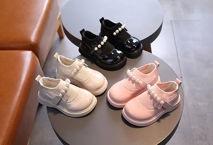Toddlers Girls Casual Shoes Beading Princess Kids Flats Stretch Fabric Slip-on Fashion Children Shoes Spring Autumn Brand New