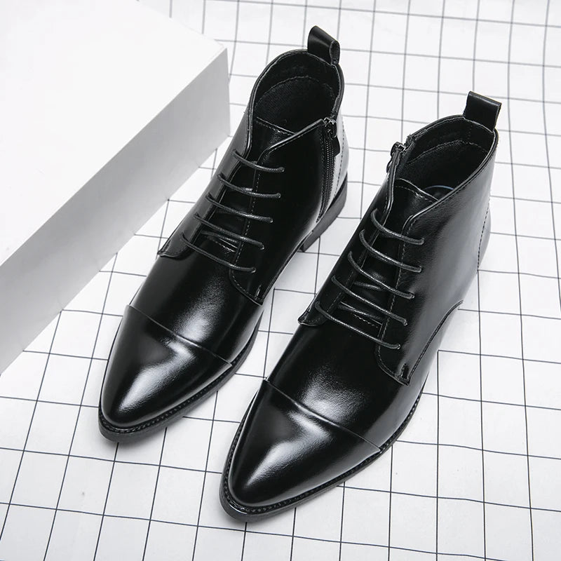 Luxury Designer Men's 38~48 Genuine Leather Italian Brand Dress Shoes Men Fashion Chelsea Casual Boots Retro Ankle Boot Footwear