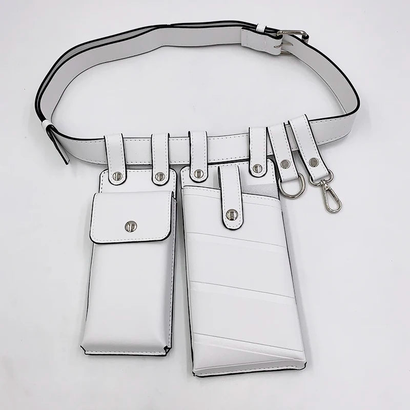 2 Pcs Women Waist Bag Hip Hop Leather Belt Bags Tactical Crossbody Chest Bag Female Fanny Pack Small Designer Luxury Hip Pocket