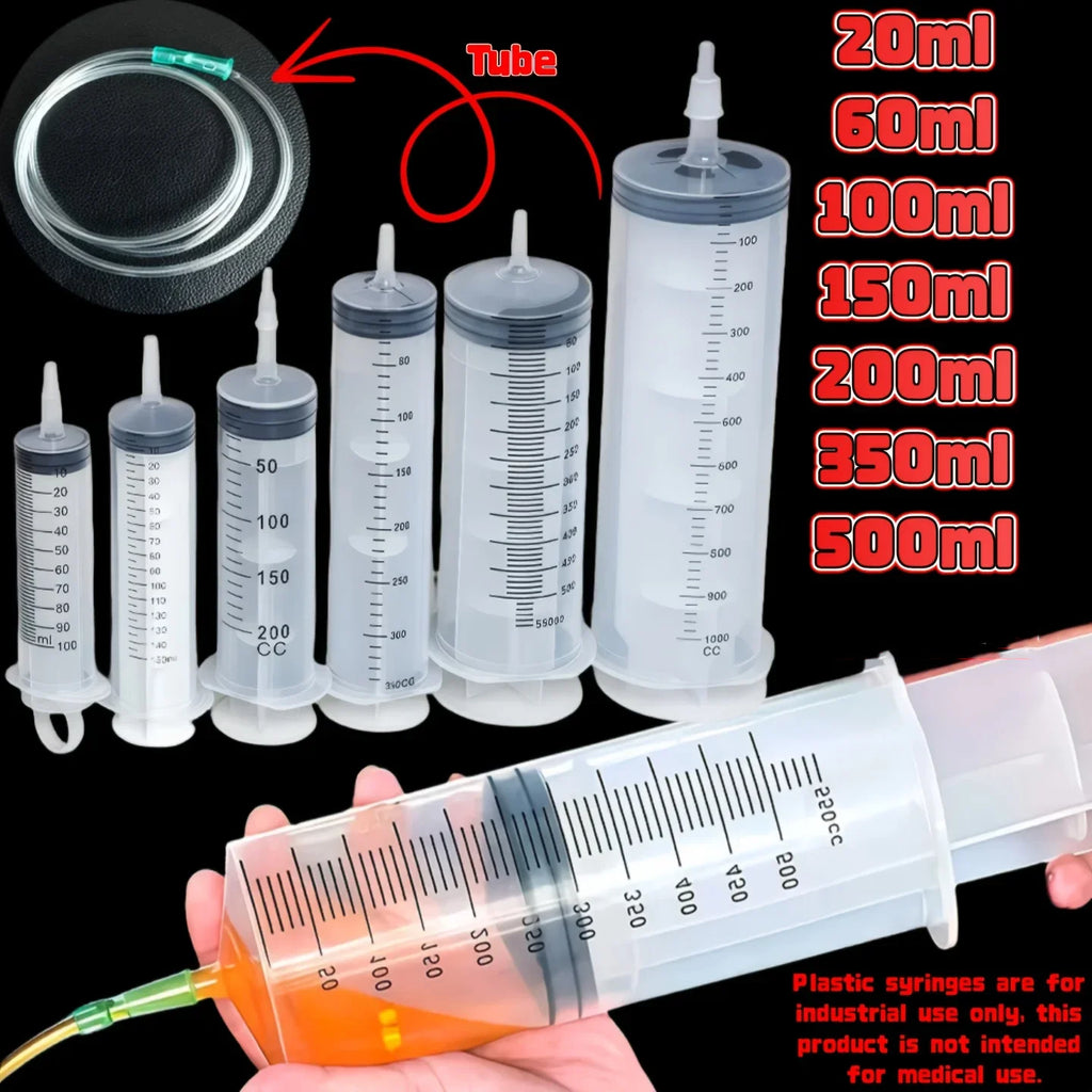 Multi-Functional Durable Large Capacity Plastic Syringes With 1M Hose 20ml-550ml 100ml For Pet Feeding Oil Pump Measurement Tool