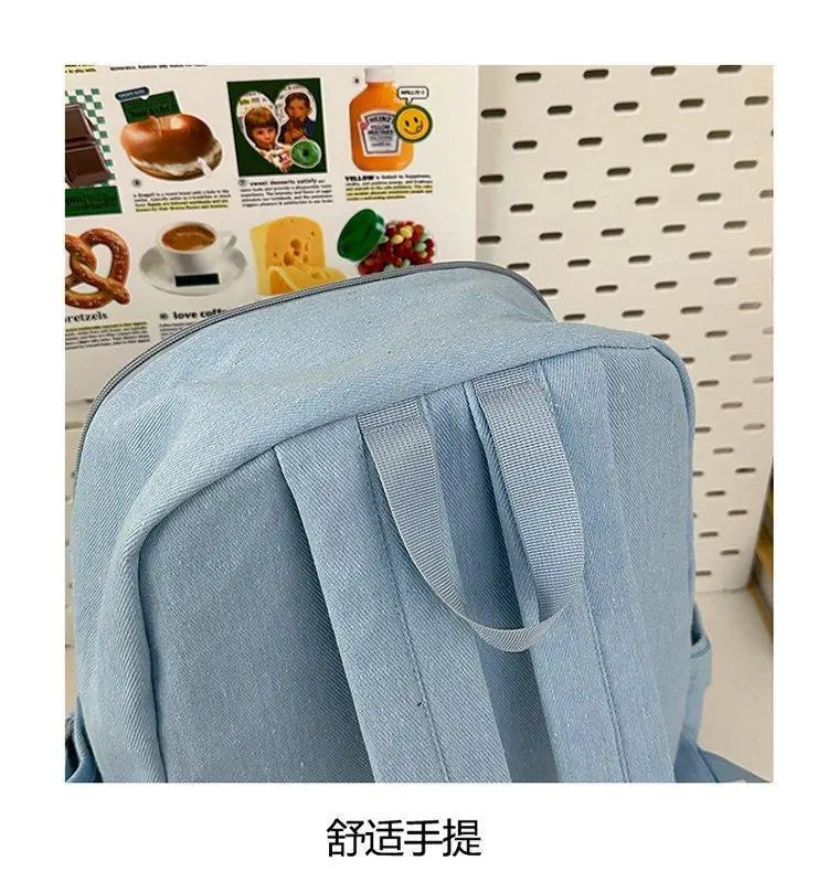 HAEX Denim Women Backpacks 2026 Large Capacity Harajuku DIY Anime Badge Ita Bag Female Student Daily Commute Mochilas Para Mujer