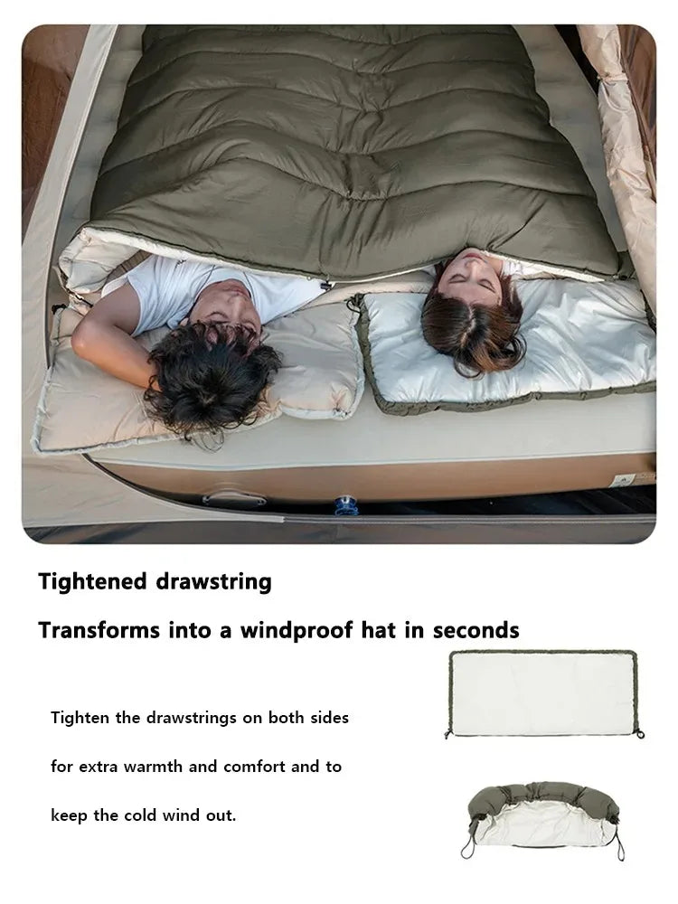 Naturehike Envelope Cotton Sleeping Bag Portable Outdoor Camping Adult Sleeping Bag Single Splicable Hooded Cotton Sleeping Bag