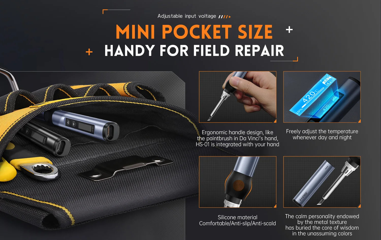 HS-01 Smart Soldering Iron PD 65W Adjustable Constant Temperature Fast Heating Portable