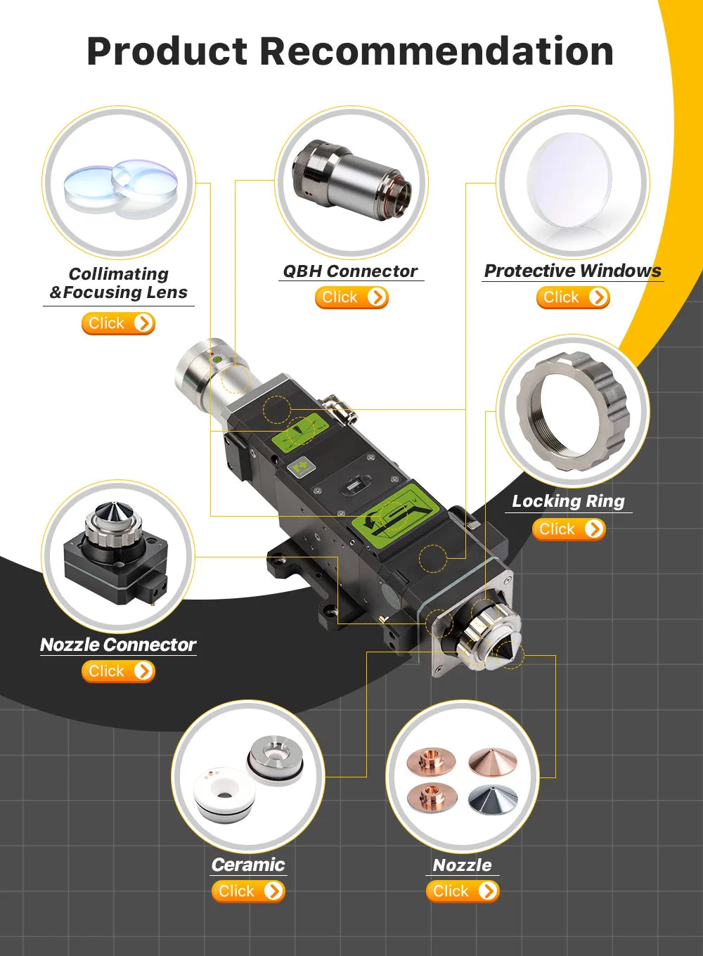 Cloudray Laser Nozzle Single Double Layer Dia.28mm Caliber 0.8 - 6.0mm for Precitec WSX Raytools Fiber Laser Cutting Head
