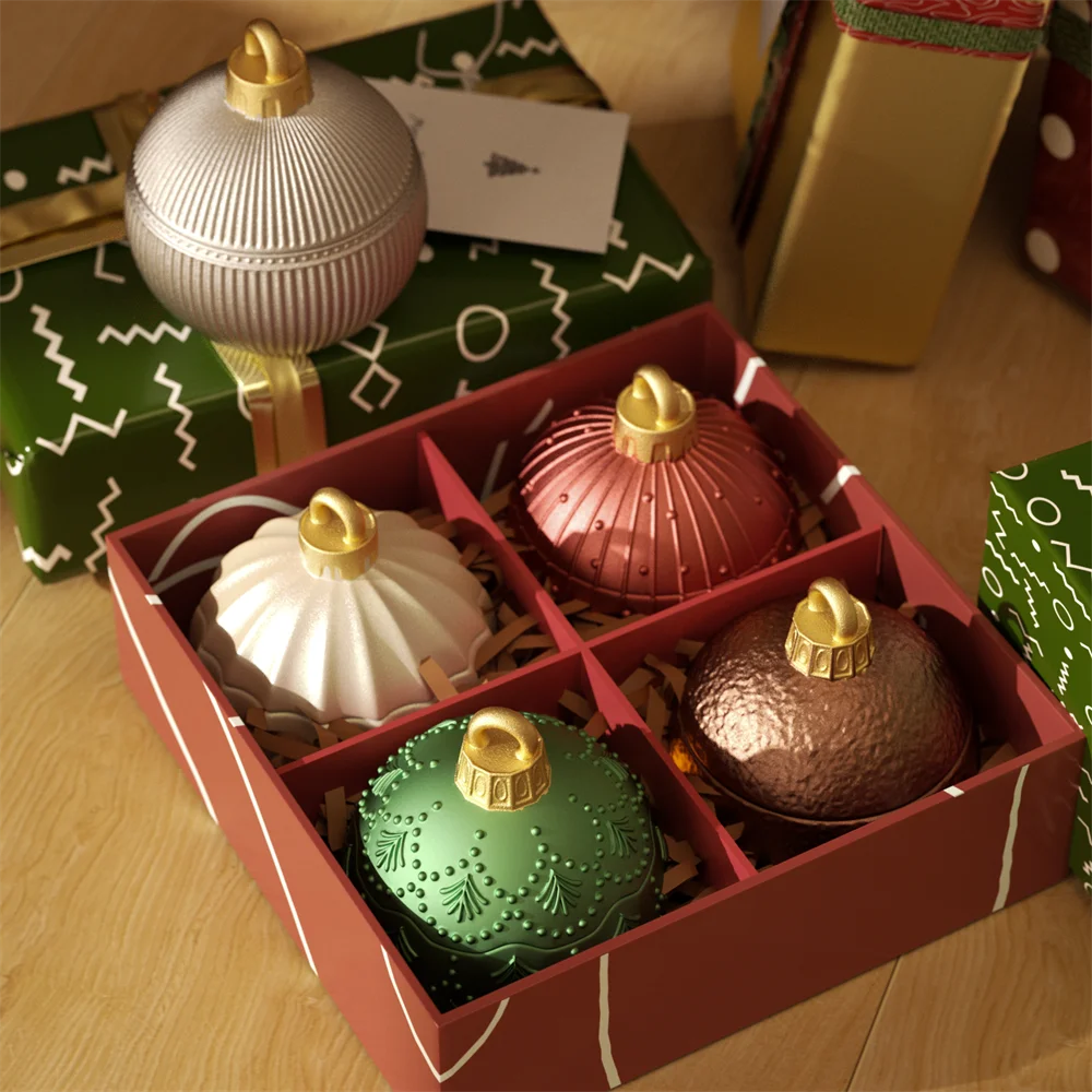 Twinkle Bauble Candle Jar Concrete Jesmonite Silicone Mold 4 oz Candle Refill Mold Christmas Home Decoration