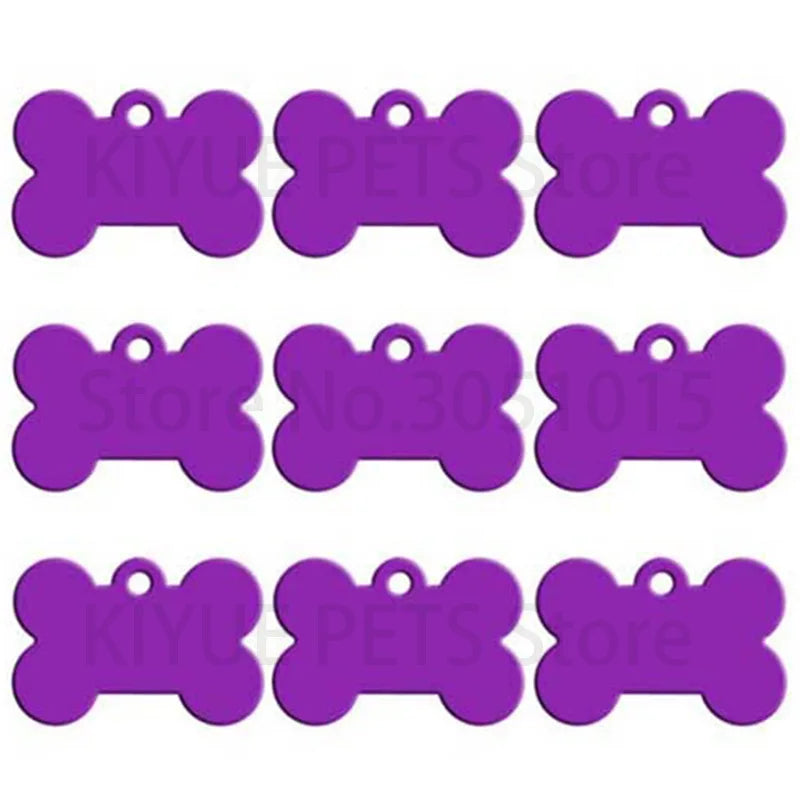 Wholesale 20pcs Bone Double Sides Personalized Dog ID Tags Aluminum Customized Cat Puppy Name Phone No.  Tags Plate Keyrings