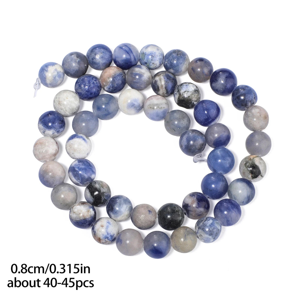 Natural Stone Flower Sodalite Smooth Pendant Beads for Jewelry Making DIY Necklace Earrings Accessory Wholesale 4/6/8/10mm