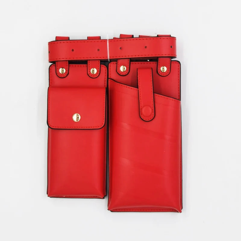 2 Pcs Women Waist Bag Hip Hop Leather Belt Bags Tactical Crossbody Chest Bag Female Fanny Pack Small Designer Luxury Hip Pocket