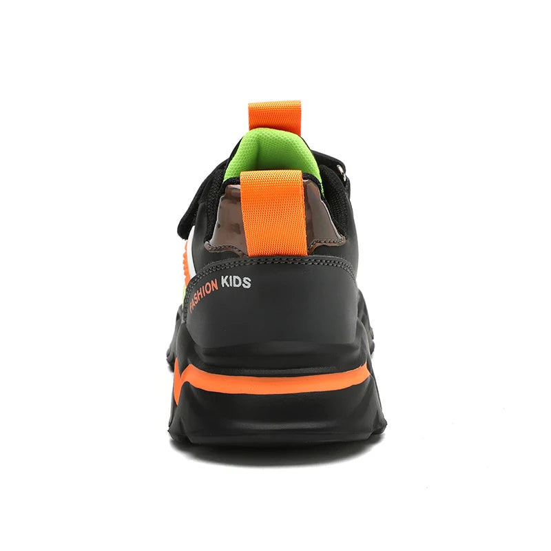 New Sport Sneaker Kids Boys Casual Shoes for 5-16Years Old Children Leather Non-Slip Fashion Tenis Shoes Soft Soled Black Shoe