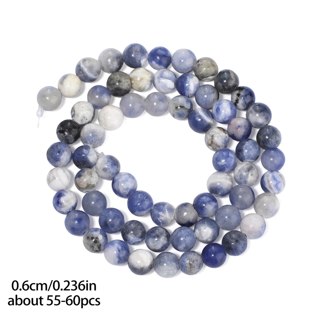 Natural Stone Flower Sodalite Smooth Pendant Beads for Jewelry Making DIY Necklace Earrings Accessory Wholesale 4/6/8/10mm