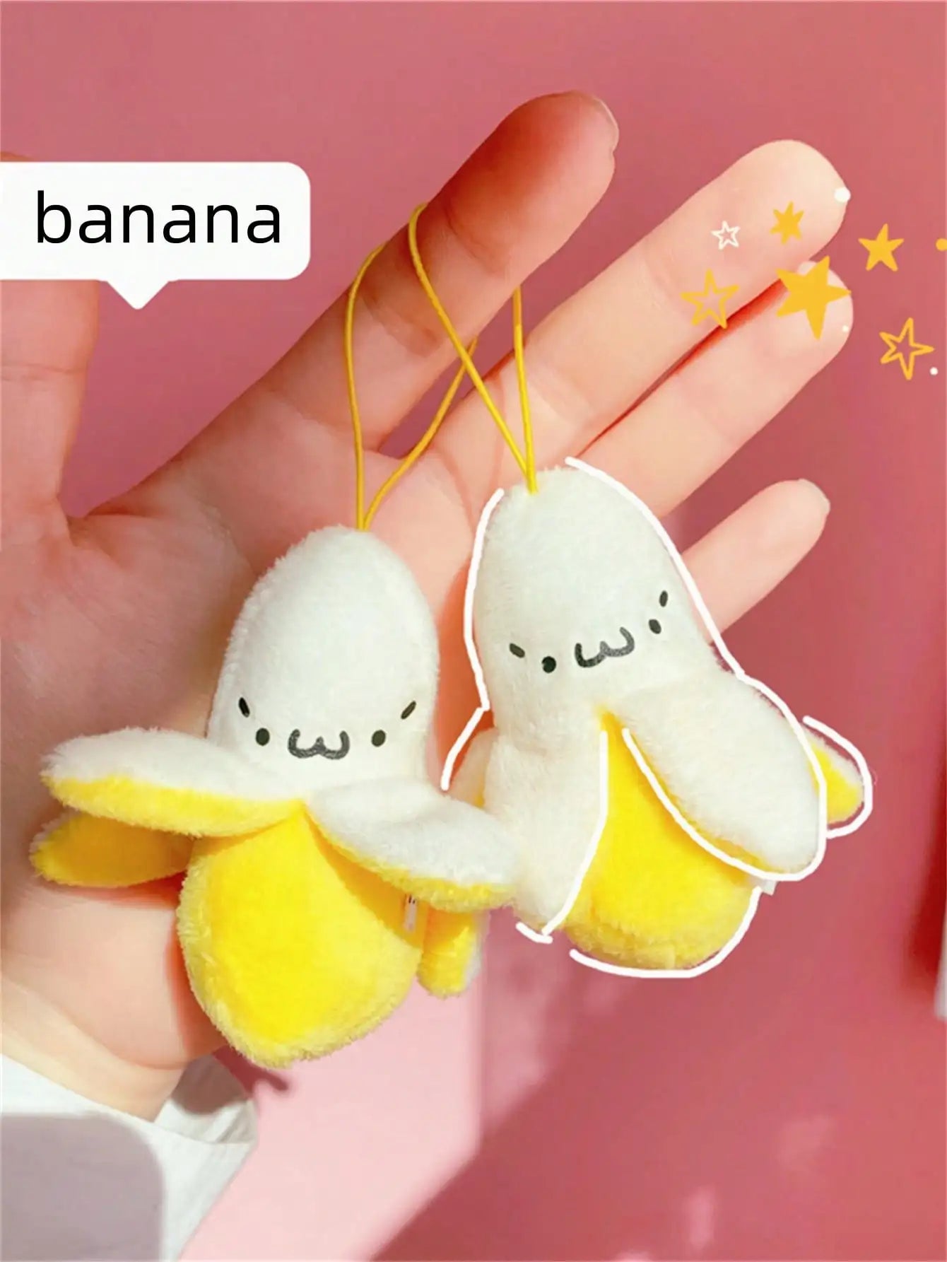 1-10pcs Cartoon Plush Banana Keychain on Backpack Hairy Kawaii Banana Pendant for Women Men Kid Toy Doll Key Chain Bag Car