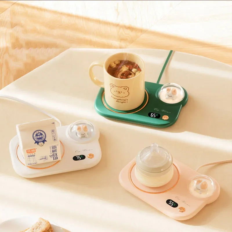 Creative Electric Beverage Cup Warmer Heating Coasters New Coffee Mug Warmer with LED Night Light Function for Tea Water Milk